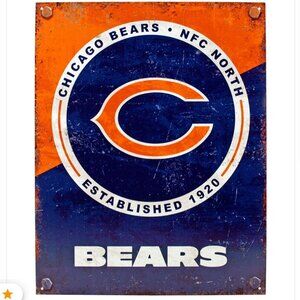 Chicago Bears Tin Sign 16x12.5 Inch NFL Metal Distressed Look Sign